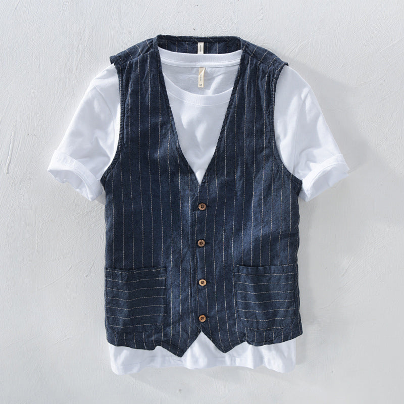 Gilet en lin rayé homme Dan Anthony – Projet Paris – Léger et confortable