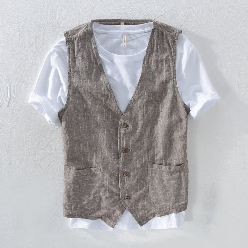 Gilet en lin rayé homme Dan Anthony – Projet Paris – Léger et confortable