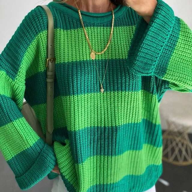 Pull classique rayé ample pour femmes - Projet Paris - Style décontracté