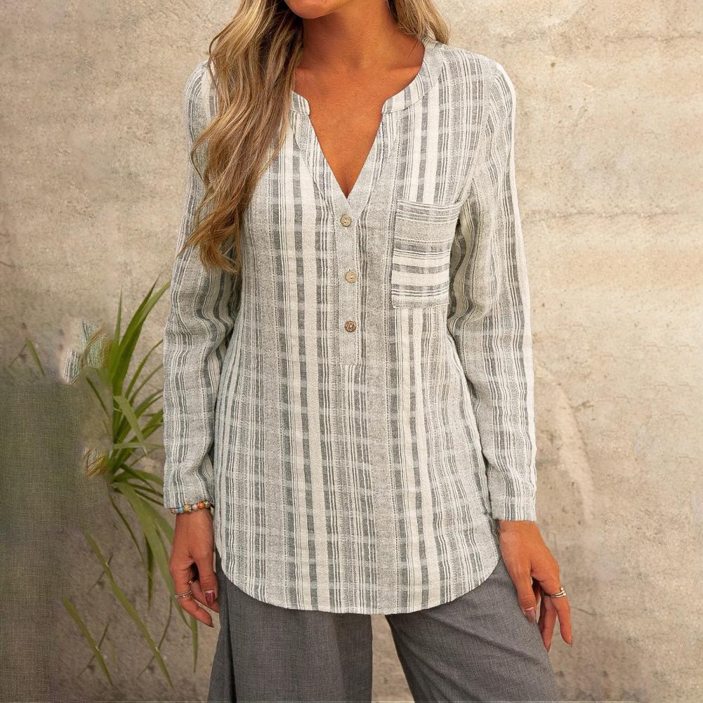 Blouse à rayures avec col en V Diana - Projet Paris - Élégante et moderne - Parfaite pour un style décontracté chic
