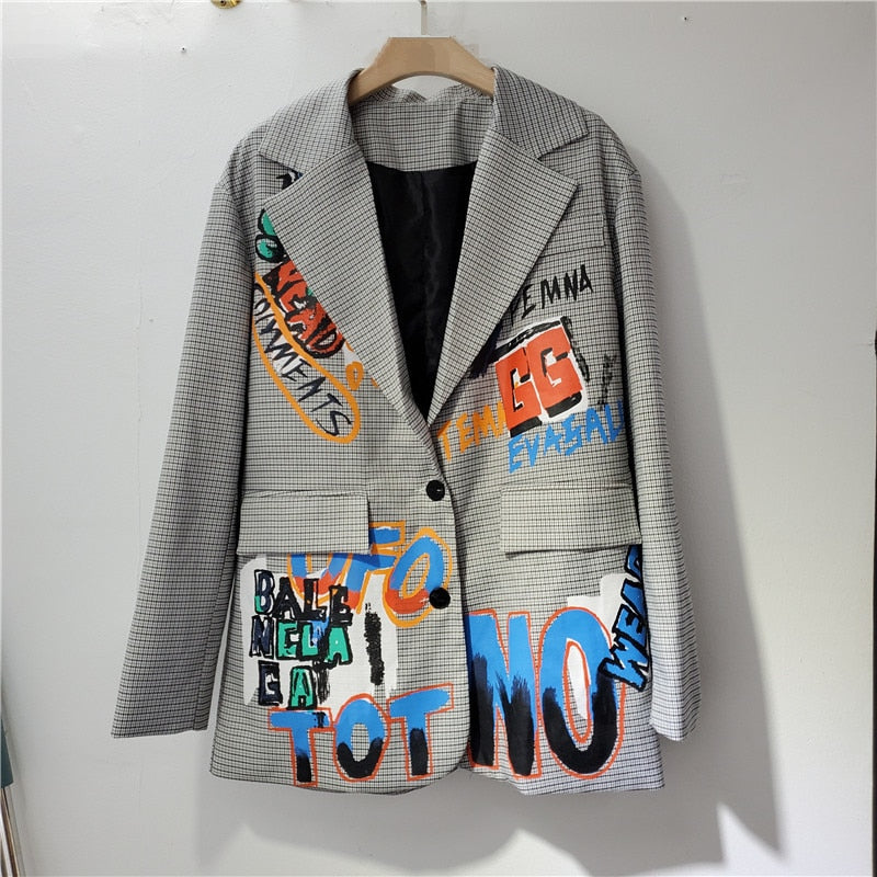 Blazer avec lettres graffiti - Projet Paris - Moderne et audacieux - Parfait pour un look unique