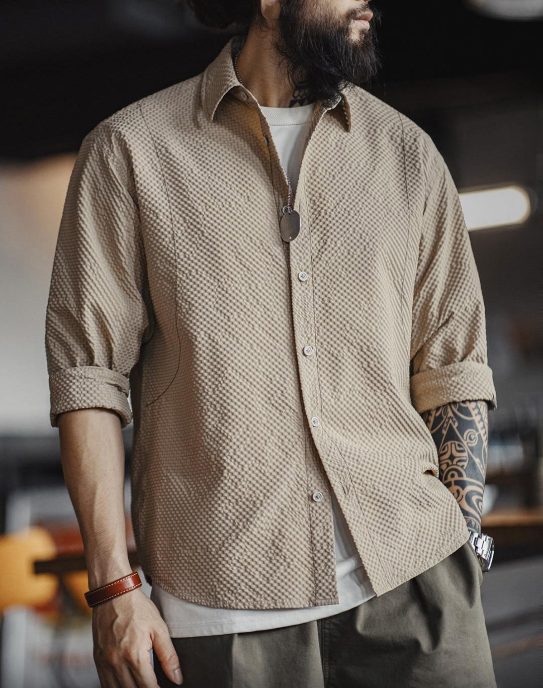 Veste-Chemise Homme Fine Sans Repassage – American – Projet Paris – Texture Moderne et Légèreté Casual