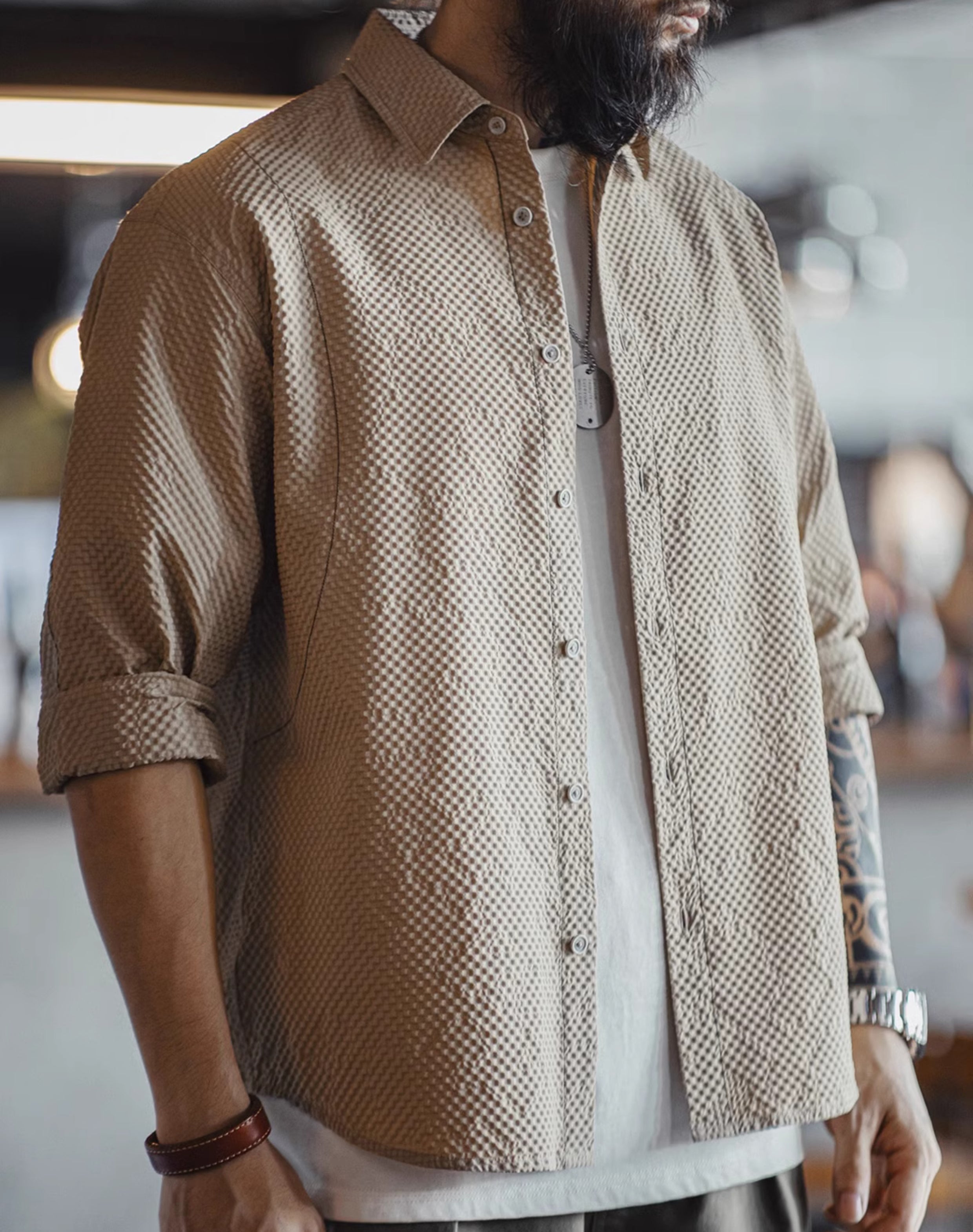 Veste-Chemise Homme Fine Sans Repassage – American – Projet Paris – Texture Moderne et Légèreté Casual