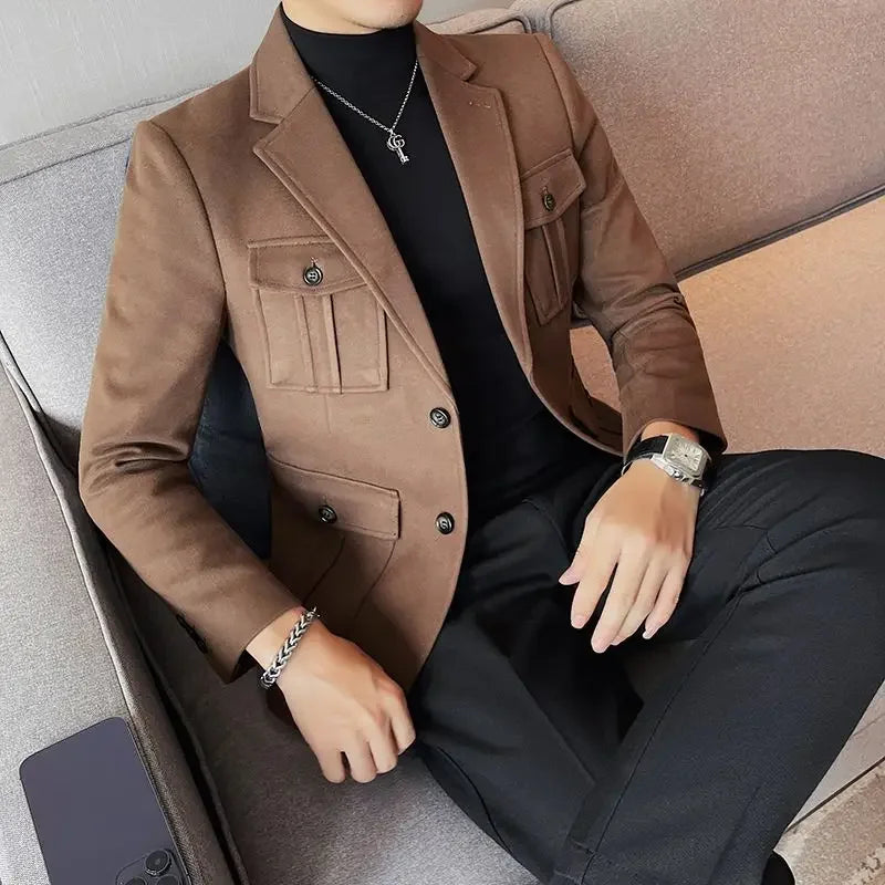 Blazer élégant cintré avec poches multiples pour hommes - Projet Paris - Style raffiné et pratique