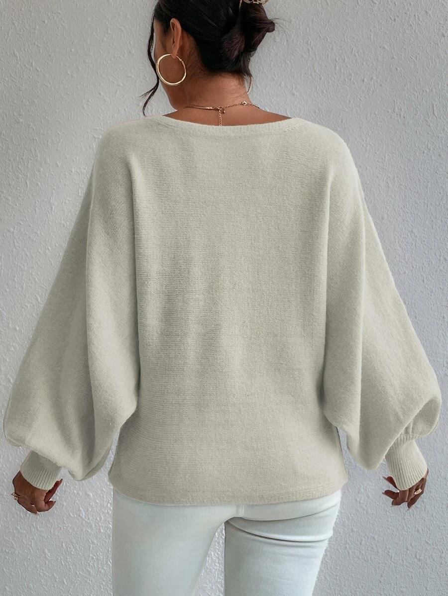 Pull blanc oversize à manches bouffantes - Chic décontracté - Projet Paris - Style ample