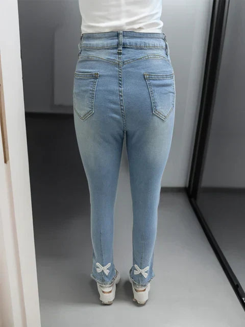 Jean skinny haute élasticité - Avec décor en perles - Projet Paris - Style tendance et confortable - Disponible en plusieurs tailles