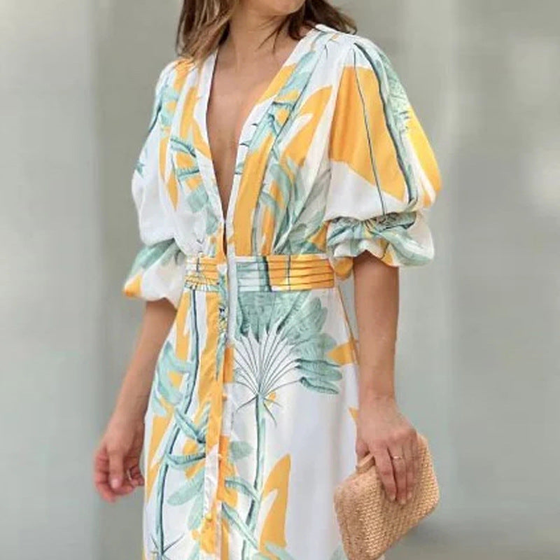 Robe à col en V - Projet Paris - Élégante et chic