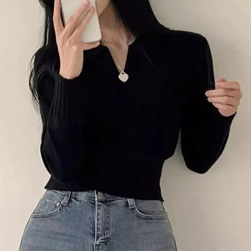 Pull court à col pour femmes - Projet Paris - Élégant et stylé - Confort tout au long de la journée