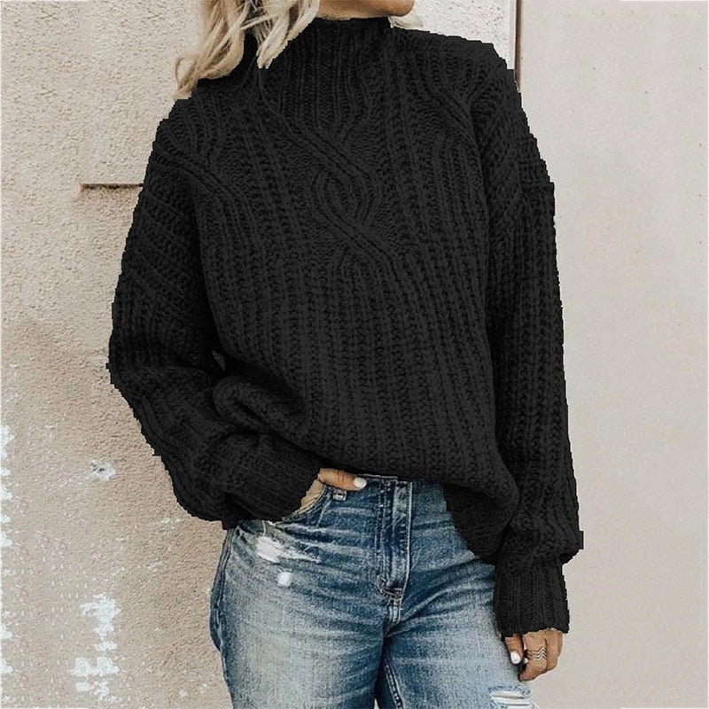 Pull à col montant en tricot torsadé - Confort et chaleur - Projet Paris - Élégant