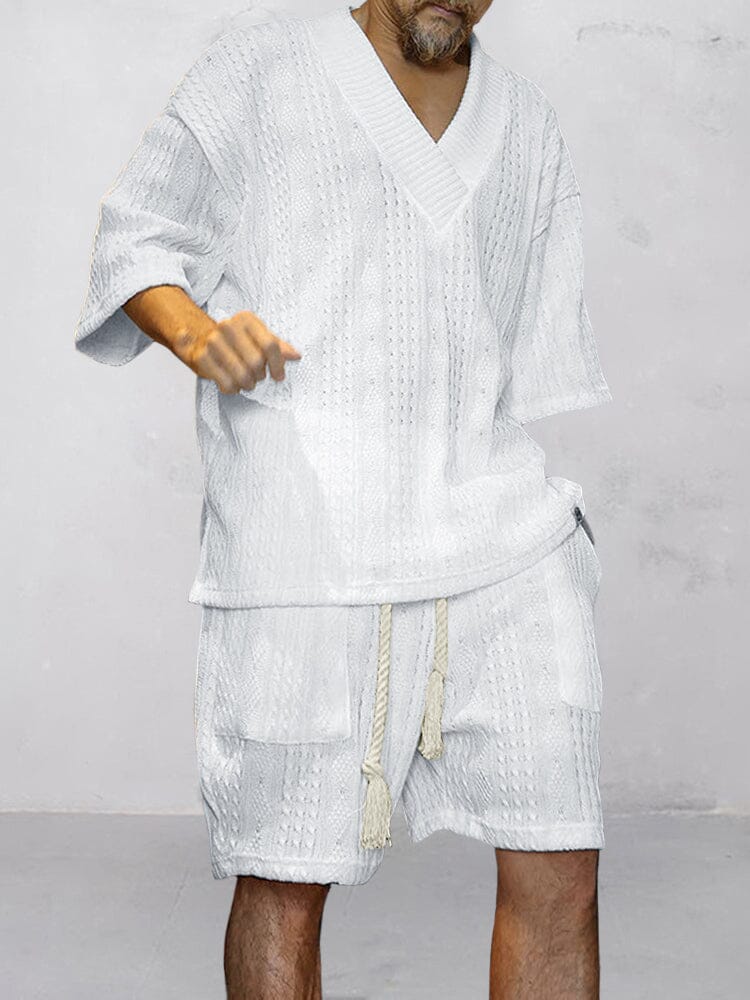 Ensemble tricoté à col en V pour homme – Projet Paris – Détente quotidienne avec style et douceur