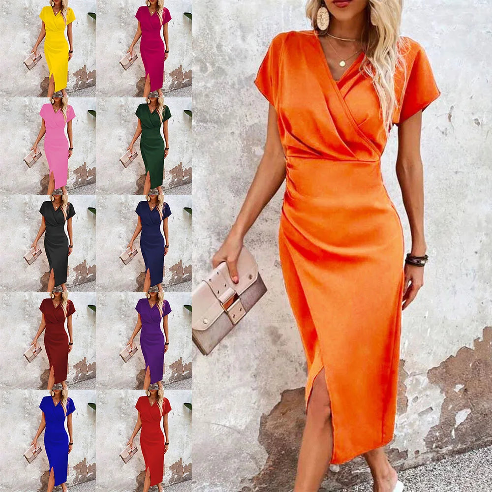 Mini-robe décontractée avec col en V pour femmes - Style moderne et confort - Projet Paris - Parfaite pour les sorties estivales