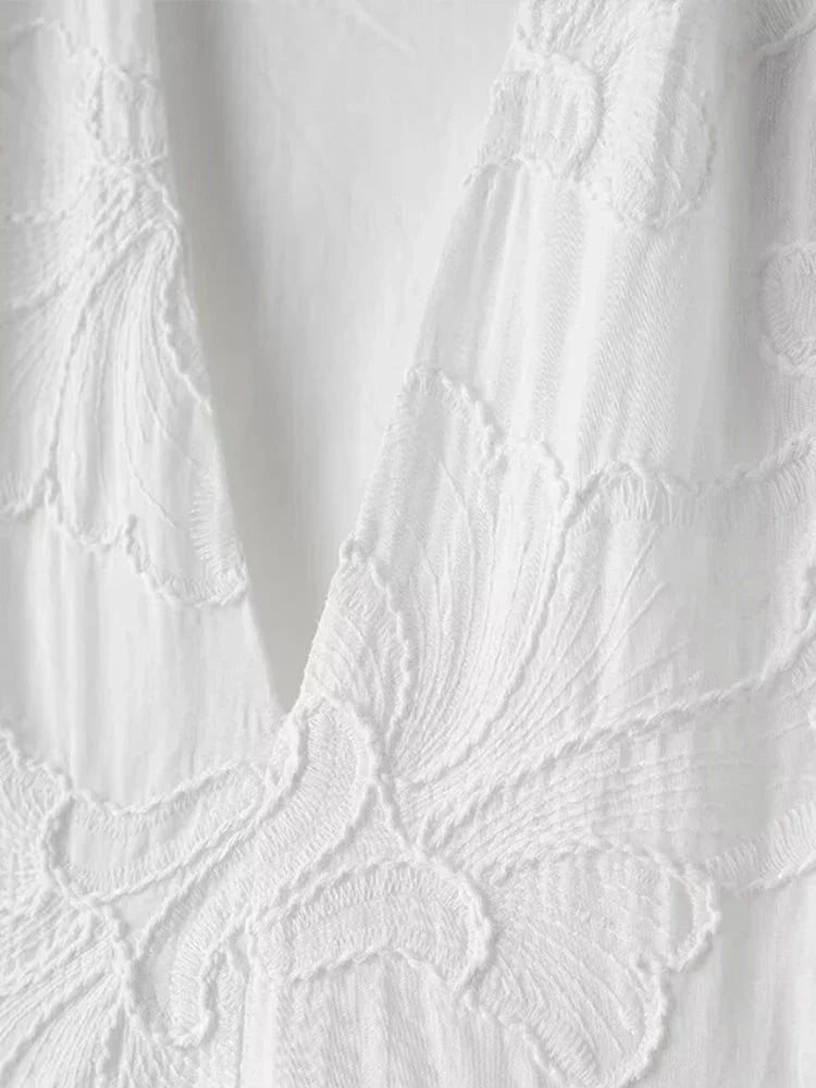 Robe à Manches Bouffantes Brodée - Projet Paris - Élégance romantique - Parfaite pour les événements
