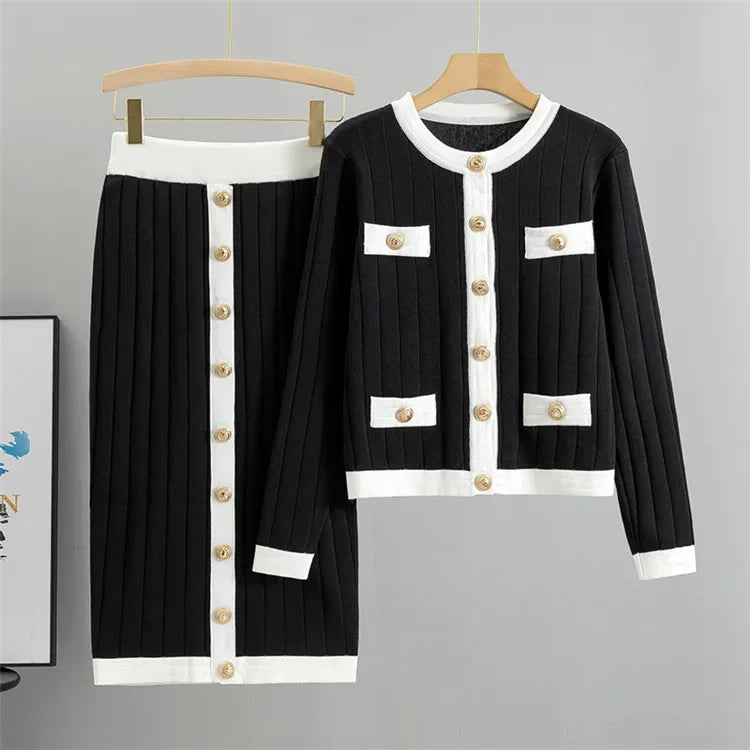 Ensemble vintage en maille pour femmes - Projet Paris - Style rétro, Finition élégante