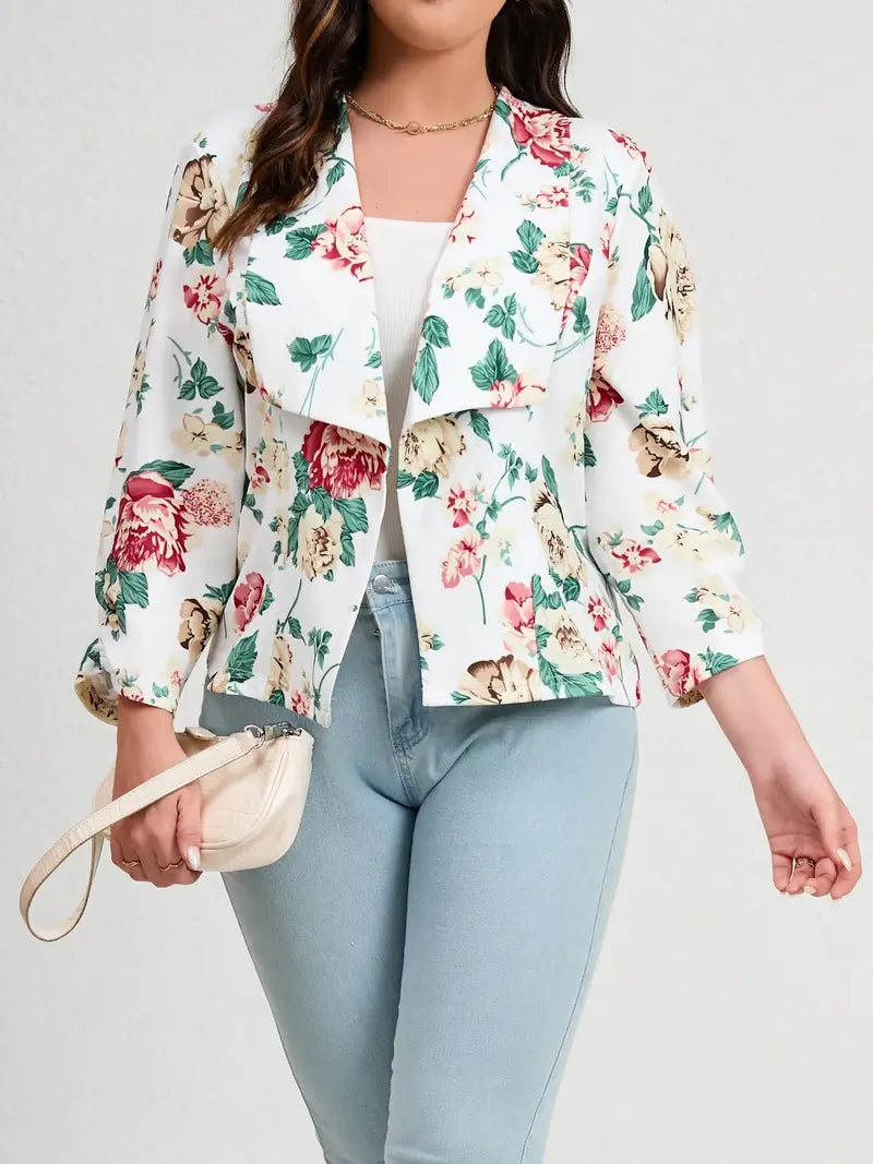 Blazer avec col châle et imprimé floral pour femmes Plus - Projet Paris - Élégance et confort