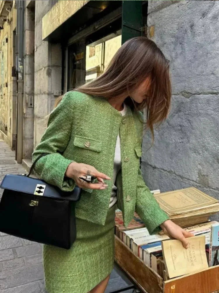 Ensemble élégant en tweed pour femmes - Projet Paris - Tissu raffiné