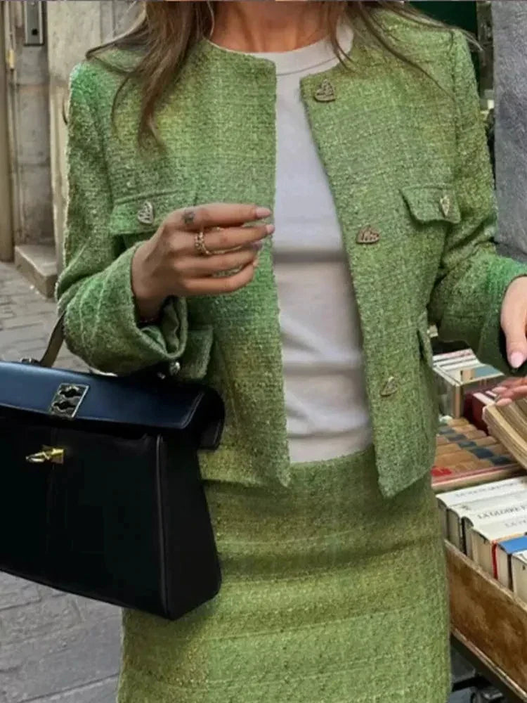 Ensemble élégant en tweed pour femmes - Projet Paris - Tissu raffiné