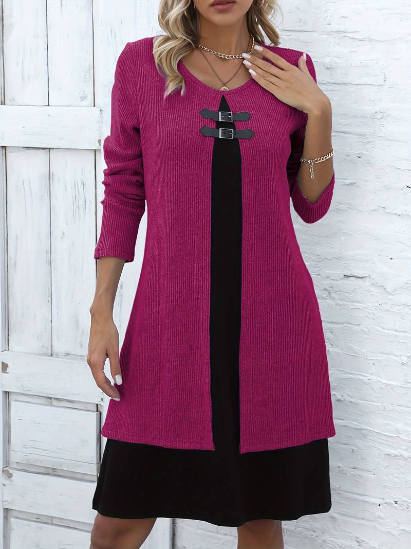 Robe 2-en-1 avec bloc de couleurs pour femmes - Projet Paris - Élégante et moderne