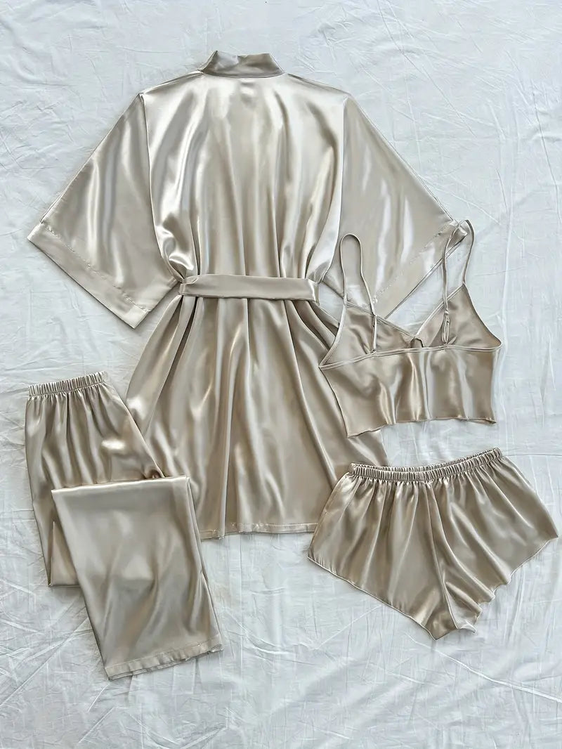 Ensemble Pyjama Satin 4 Pièces pour Femme – Projet Paris – Chic et raffiné