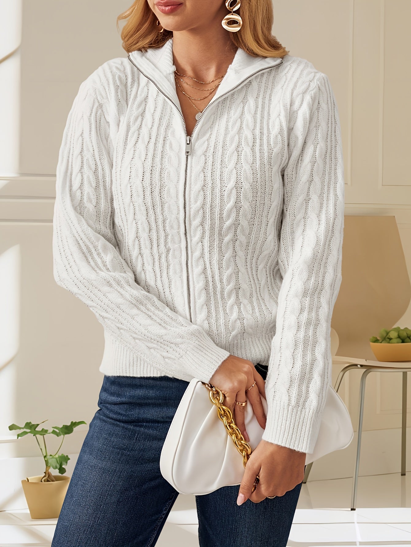 Cardigan à Zip en Maille Torsadée - Projet Paris - Douceur et chic décontracté