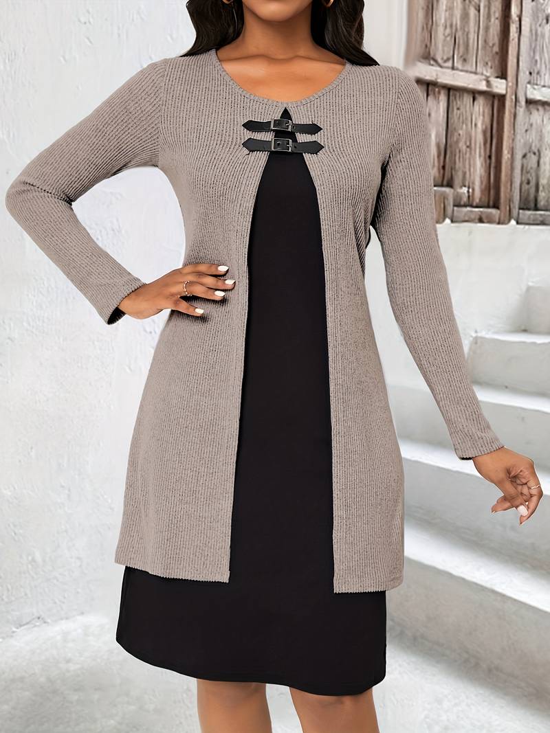 Robe 2-en-1 avec bloc de couleurs pour femmes - Projet Paris - Élégante et moderne