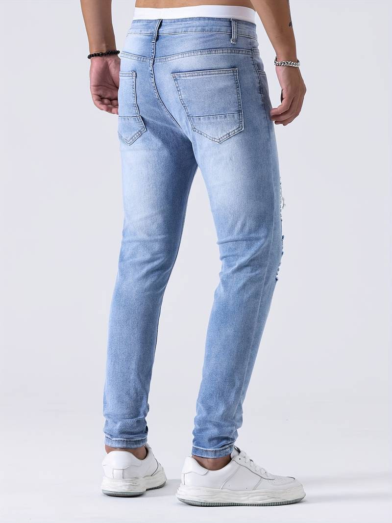 Jean slim homme | effet déchiré décontracté | Projet Paris – Look urbain, coupe moderne et stretch confortable