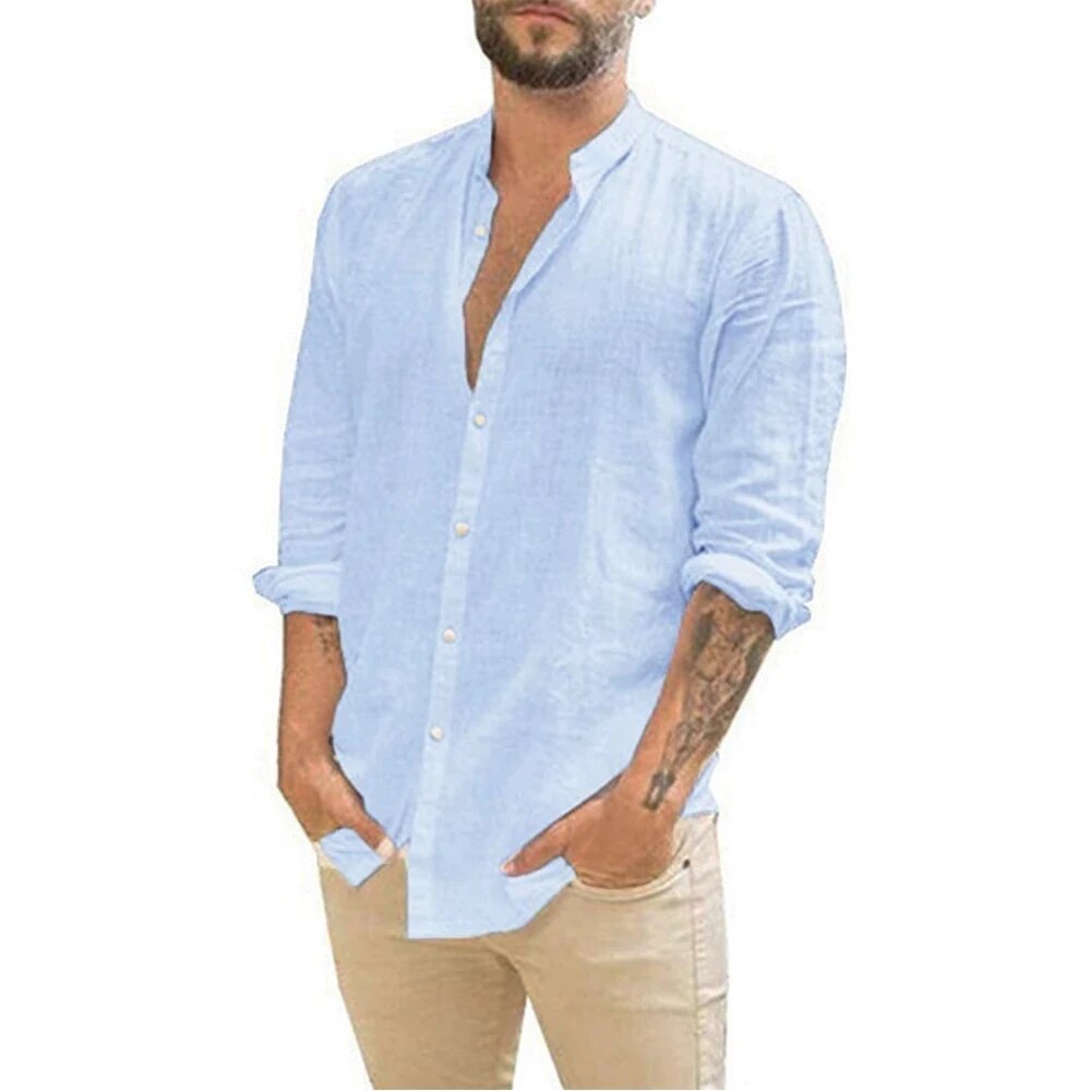 Chemise homme Albert – Projet Paris – Chemise légère à manches longues avec col montant