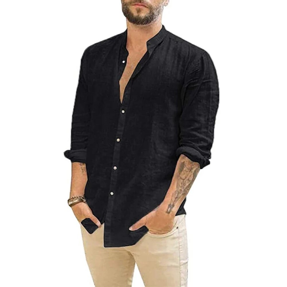 Chemise homme Albert – Projet Paris – Chemise légère à manches longues avec col montant