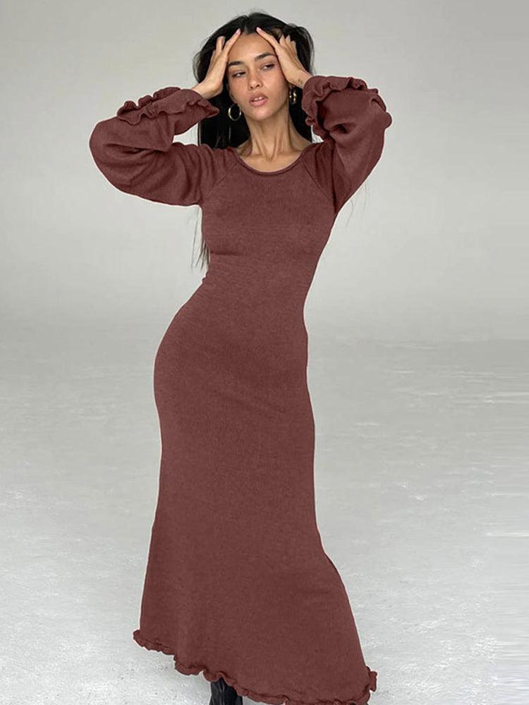 Robe maxi en maille dos nu - Élégante - Projet Paris - confortable - Parfaite pour un look chic