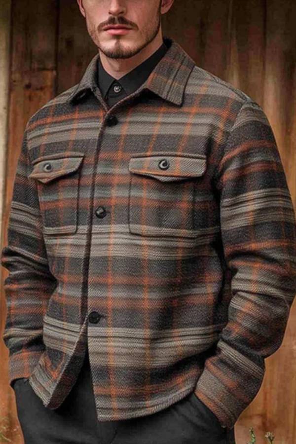 Veste vintage à carreaux pour hommes - Projet Paris - Élégance rétro