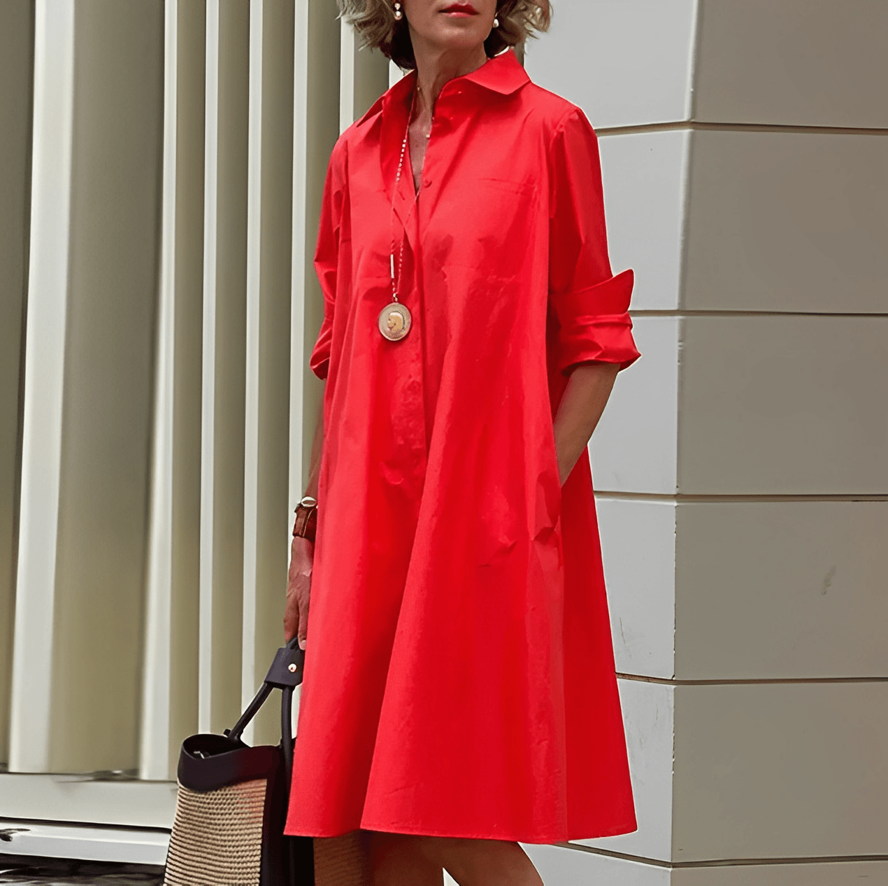 Robe chemise moderne - avec col revers - Projet Paris - Chic et polyvalente - Parfaite pour un look décontracté ou habillé