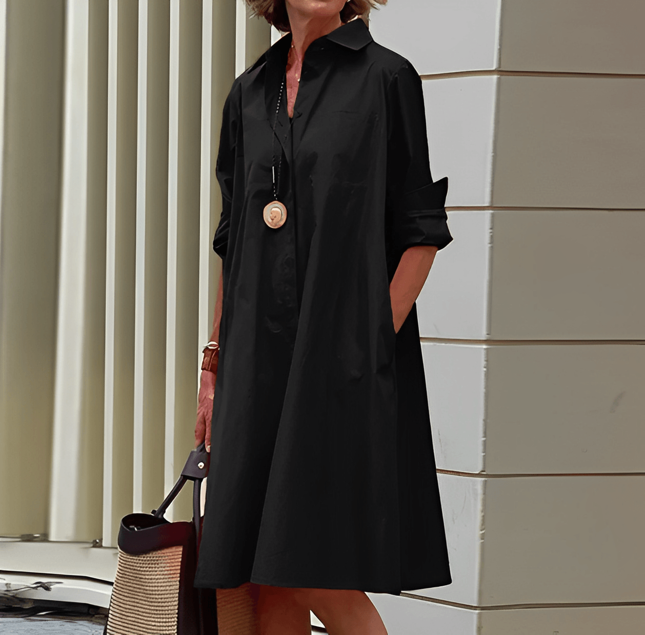 Robe chemise moderne - avec col revers - Projet Paris - Chic et polyvalente - Parfaite pour un look décontracté ou habillé