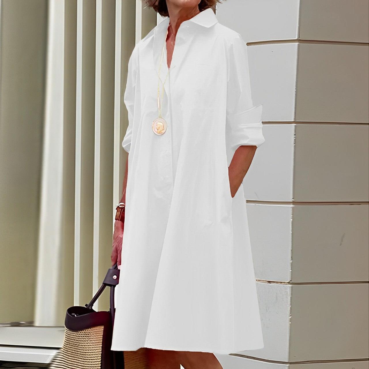 Robe chemise moderne - avec col revers - Projet Paris - Chic et polyvalente - Parfaite pour un look décontracté ou habillé