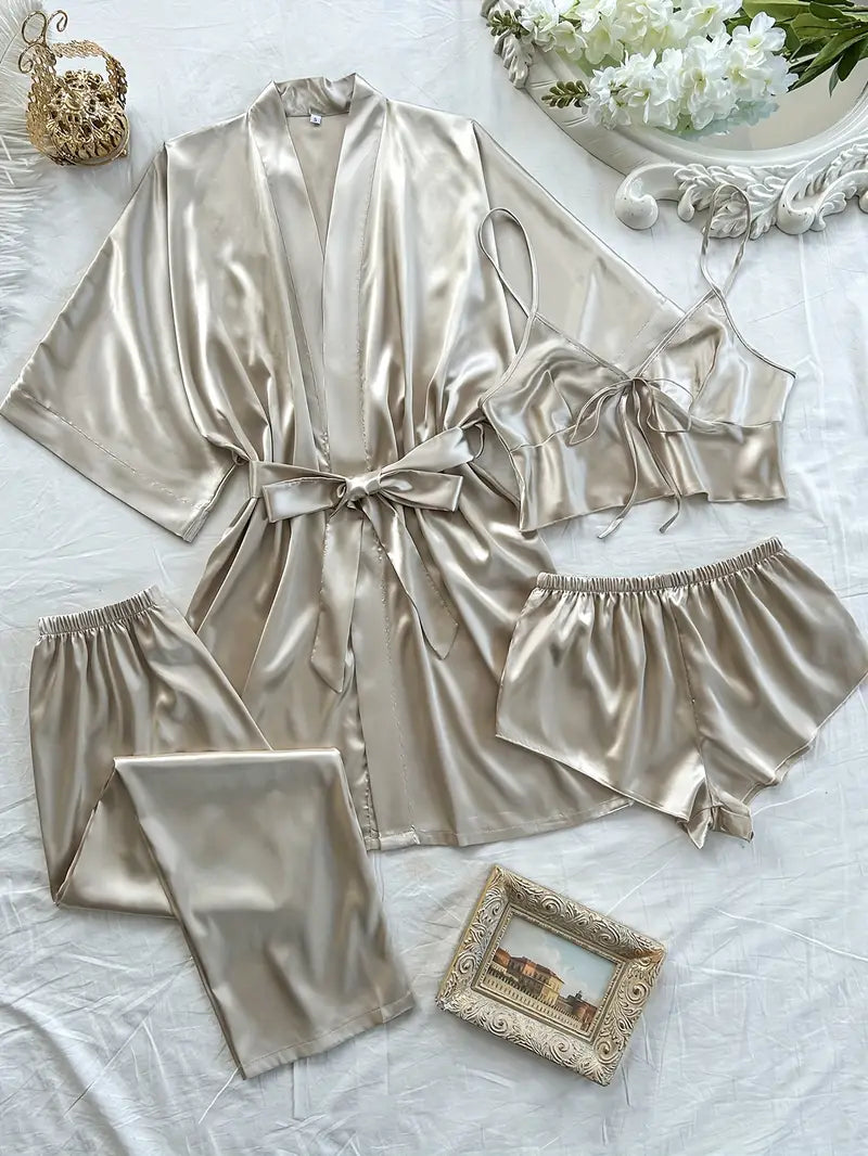 Ensemble Pyjama Satin 4 Pièces pour Femme – Projet Paris – Chic et raffiné