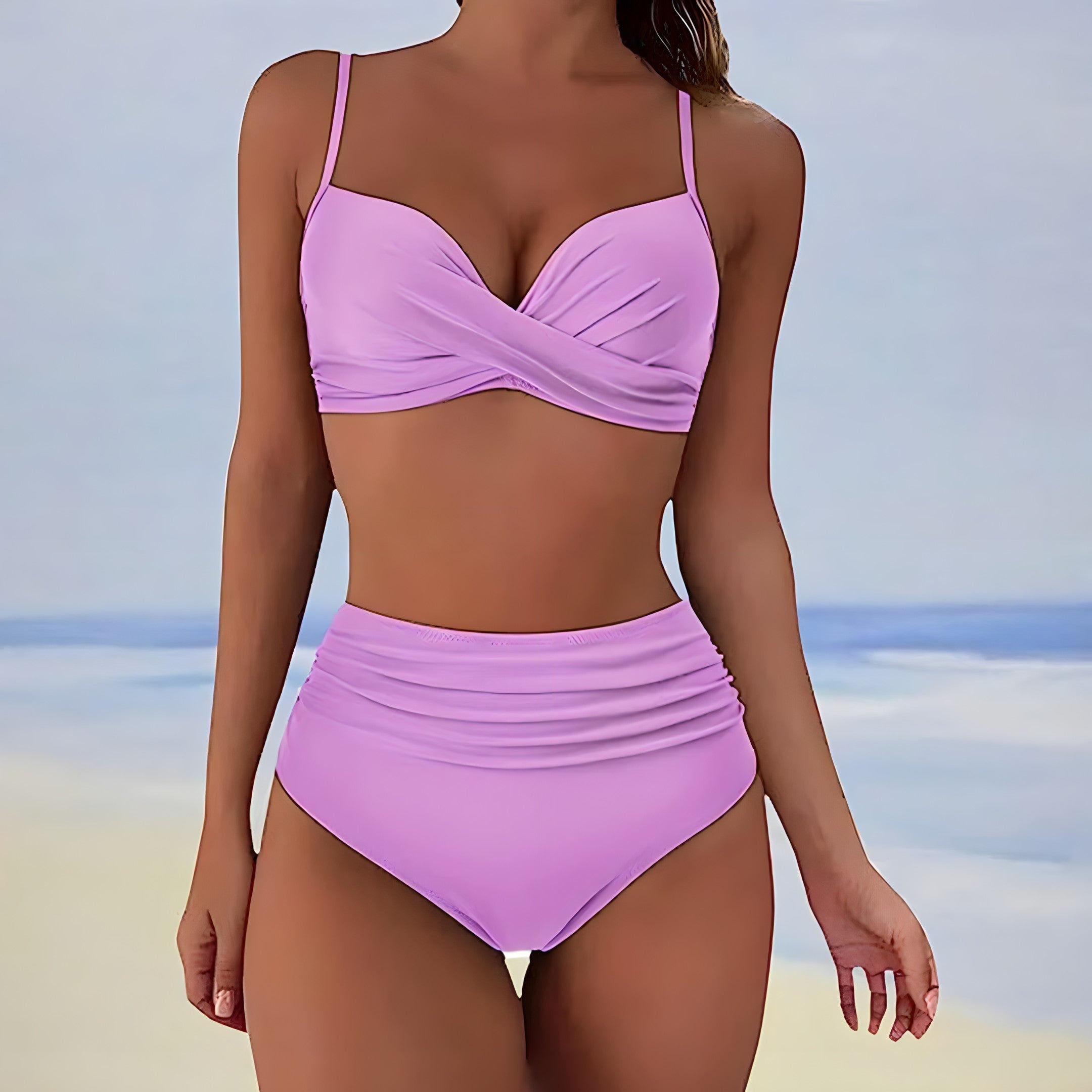 Bikini taille haute - Style élégant - Projet Paris - Confort et maintien avec une touche de sophistication - Coupe flatteuse et tissu résistant à l'eau