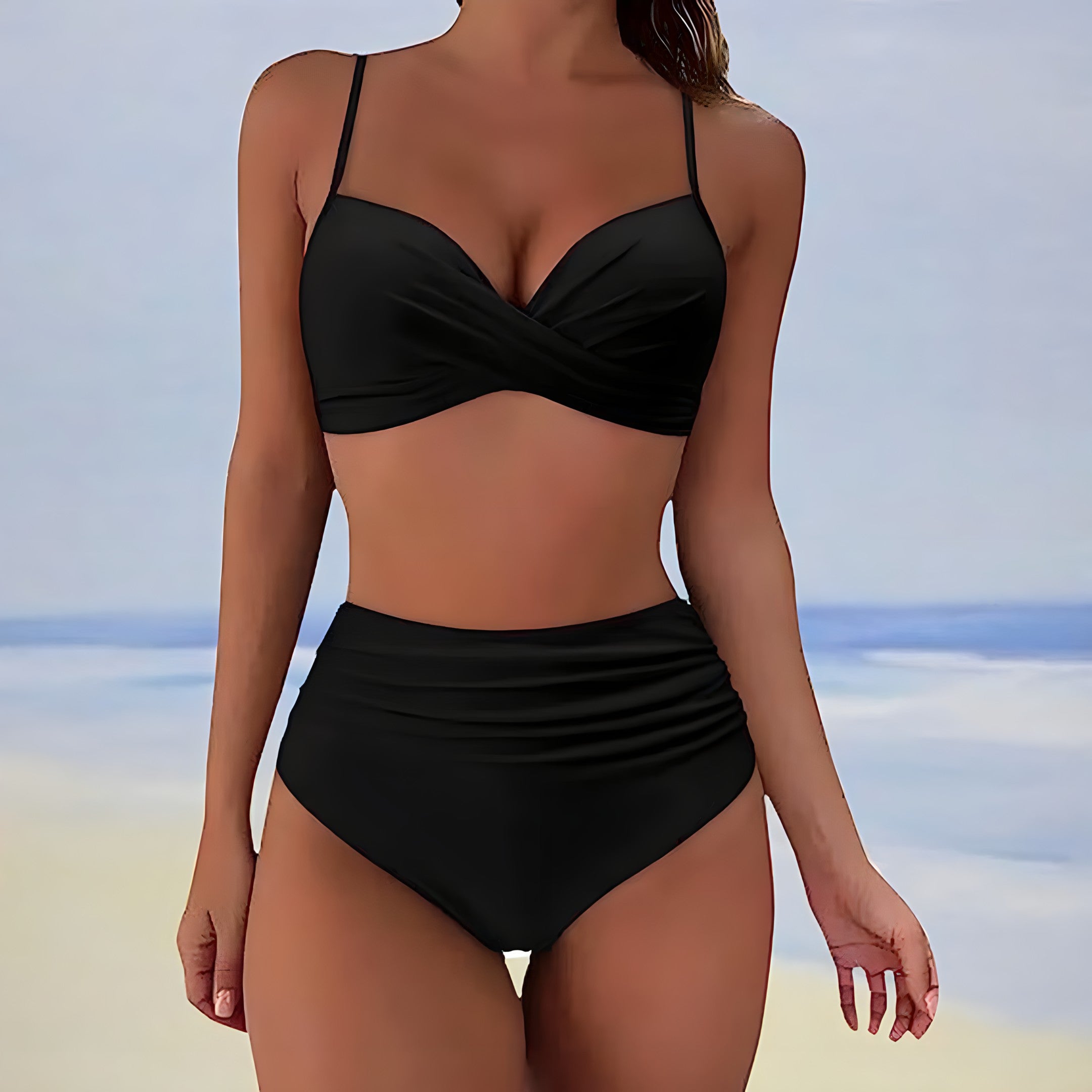 Bikini taille haute - Style élégant - Projet Paris - Confort et maintien avec une touche de sophistication - Coupe flatteuse et tissu résistant à l'eau