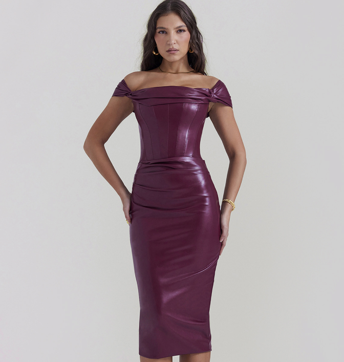 Robe maxi en cuir luxe - Élégante et audacieuse - Projet Paris - Tissu de haute qualité