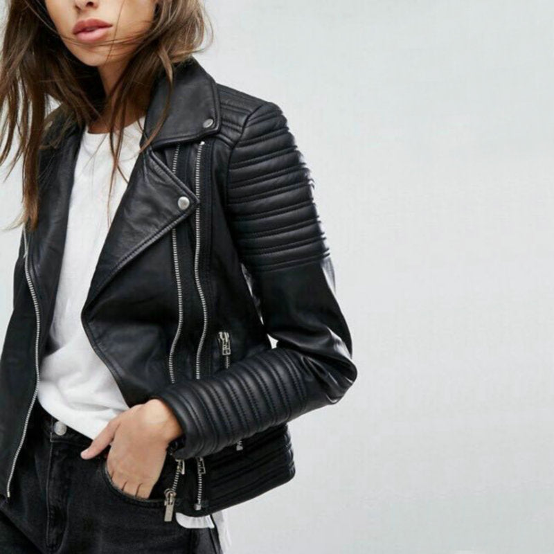 Veste en cuir biker pour femmes - Projet Paris - Audacieuse et tendance - Style intemporel