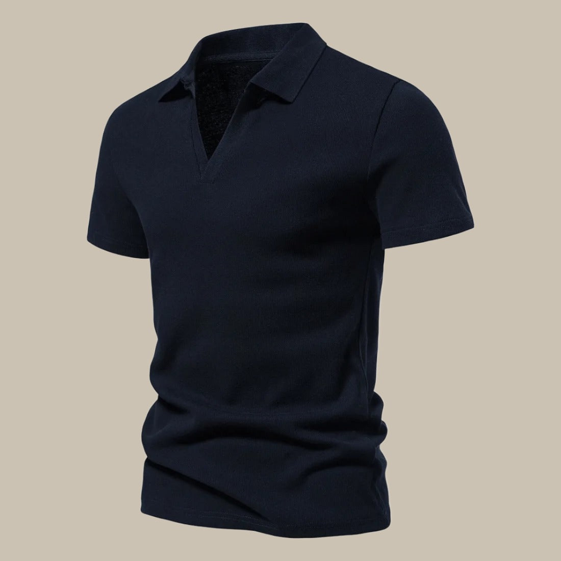 Polo homme en laine merino – Manches courtes, col en V – Projet Paris – Élégance décontractée