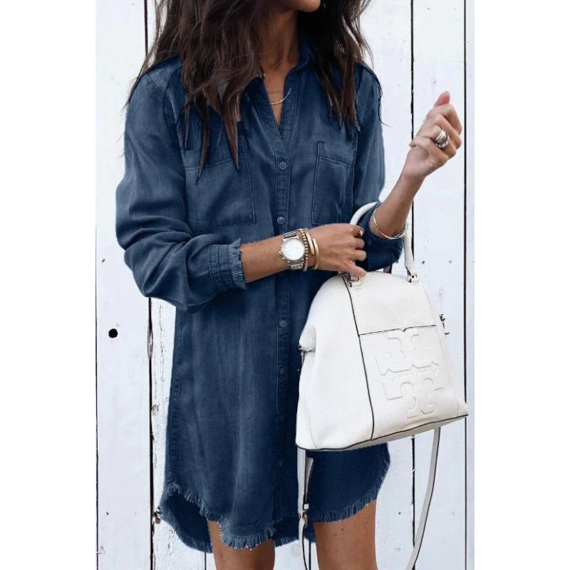 Robe en denim - Style chemise - Projet Paris - Denim classique, silhouette flatteuse - Parfaite pour toute occasion